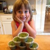 The first of many batches of pesto. Not our basil - but it still rocks. This year, Annika did the labeling.
