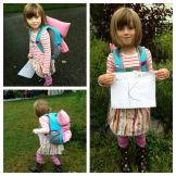 First Day of School. She declared it Stripe Day. Pillow for Rest Time, after Lunch and Recess.