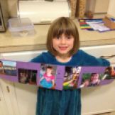The onther night we had a homework project. Make a timeline with 5 or 6 milestones. Annika was thrilled that it was on purple paper. Her favorite color. At school, they all took turns showing their timeline and talking about the pictures.